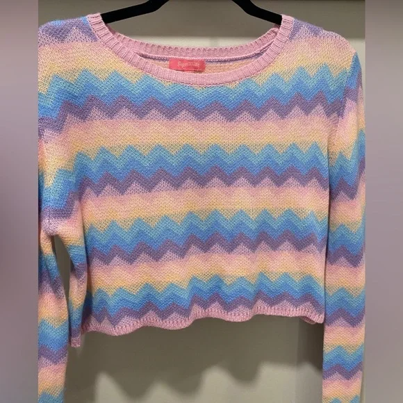 Sugar Thrillz Dolls Kill Follow The Rhythm Rainbow Crop Sweater Top - Picture 2 of 7